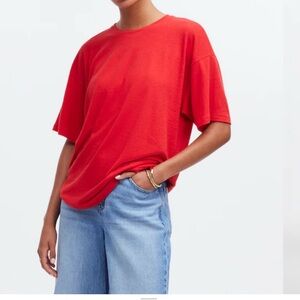 Madewell ❤️ Linen Oversized T Shirt Red XS